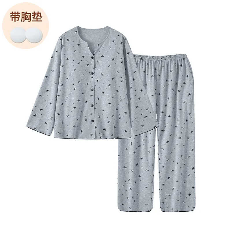 Cotton-like Stretch Fixed Chest Pad Autumn Long-sleeve Pajamas Women's Cardigan Sweet Wearable Outside Homewear · Wholesale · OEM · Worldwide Shipping - View 4
