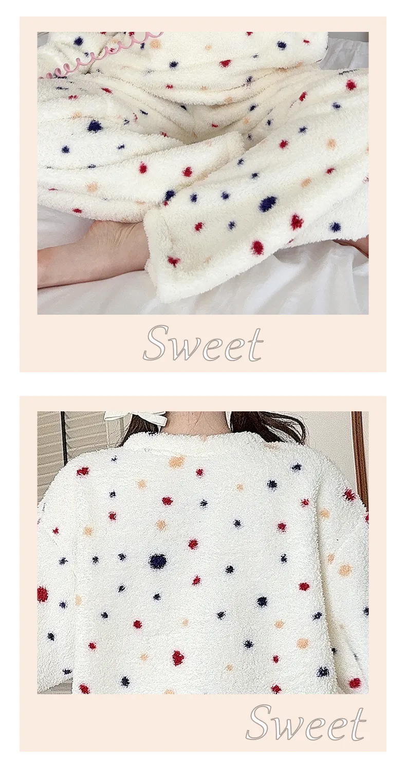 Pyjama femme en velours double face Sleep Beauty, loisirs d'automne et d'hiver, rayures, grande taille, 250 jin, tenue d'intérieur pour femmes rondes, portable à l'extérieur · Grossiste · OEM · Mondial - Detail 10