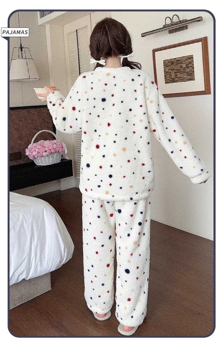 Pyjama femme en velours double face Sleep Beauty, loisirs d'automne et d'hiver, rayures, grande taille, 250 jin, tenue d'intérieur pour femmes rondes, portable à l'extérieur · Grossiste · OEM · Mondial - Detail 16