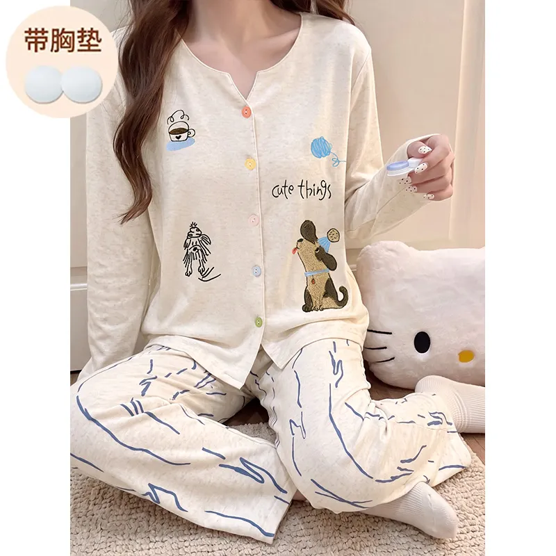 Pyjama femme en velours corail demi-moitié, automne-hiver, manches longues, col rond, ensemble de maison mignon avec motif cartoon · Grossiste · OEM · Mondial - Detail 5