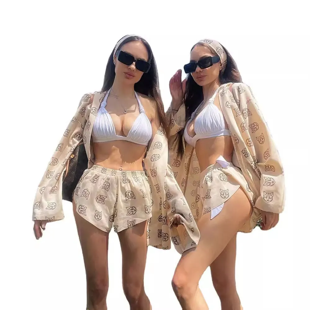 2026 New Europe & US Cross-Border Women's Loose Long Sleeve Printed Casual Pajama Set with Tie-Waist High-Waist Shorts · Wholesale · OEM · Worldwide Shipping - View 3