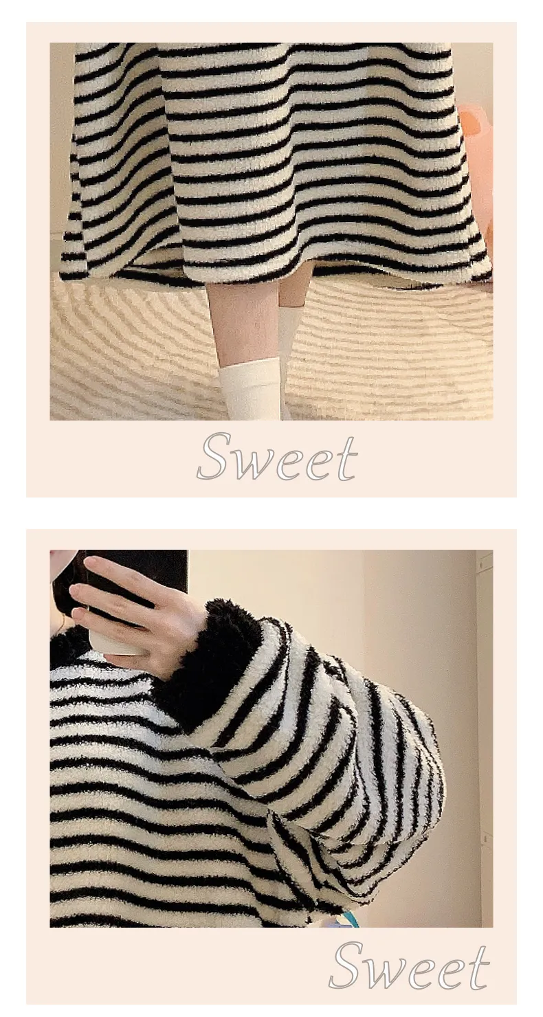 Yidiemeng Winter Half-Side Velvet Sweet Princess Style Long Sleeve Mid-Length Nightdress Plus Size Homewear Fits Up to 110kg · Wholesale · OEM · Worldwide Shipping - Detail 4