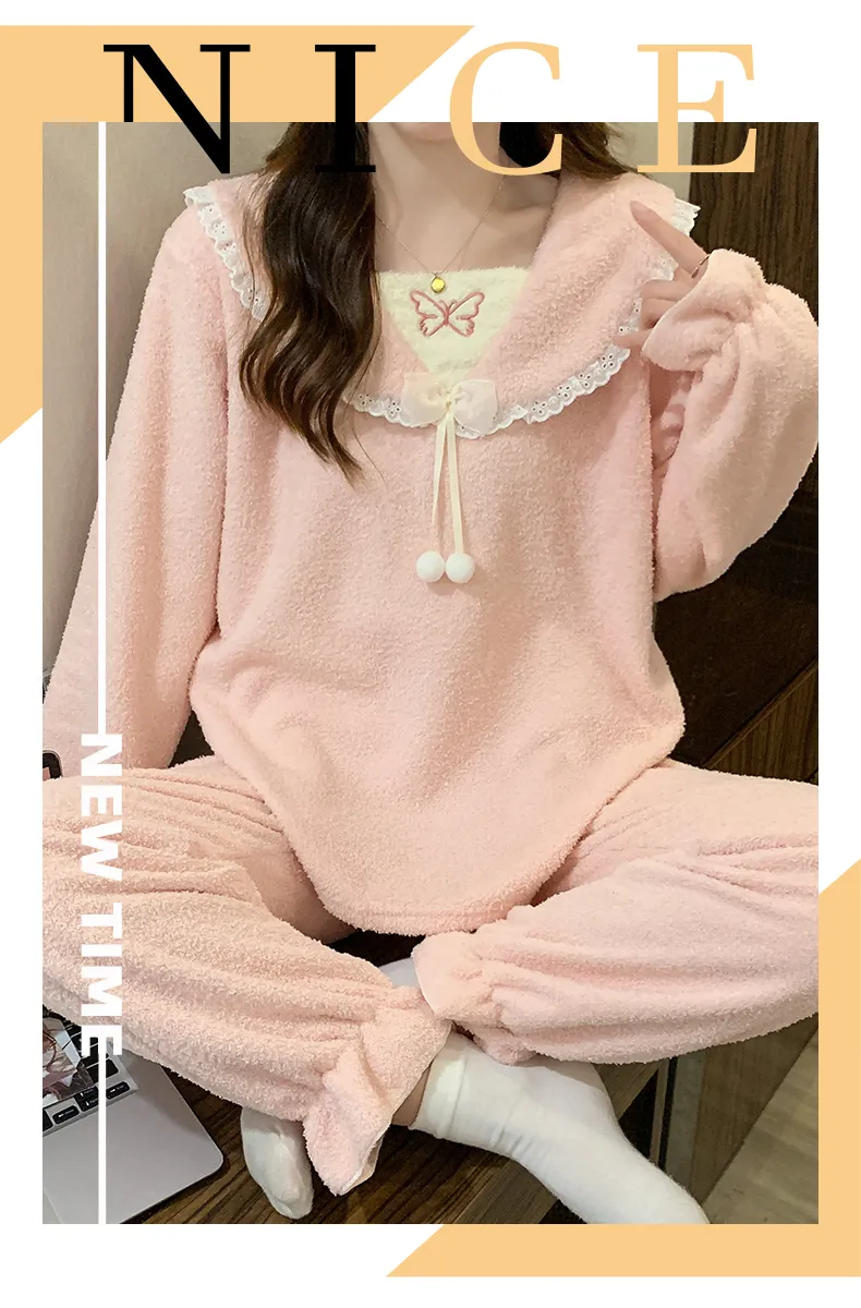 依蝶夢ハーフフリースパジャマ レディース 冬 スイートプリンセススタイル 長袖 大きいサイズ 110kg ぽっちゃりM ルームウェア 外出可能 · 卸売 · OEM · 世界へ発送 - Detail 11