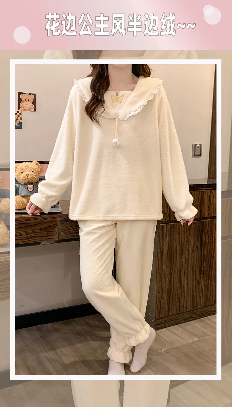 依蝶夢ハーフフリースパジャマ レディース 冬 スイートプリンセススタイル 長袖 大きいサイズ 110kg ぽっちゃりM ルームウェア 外出可能 · 卸売 · OEM · 世界へ発送 - Detail 2