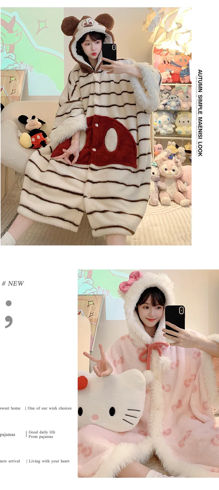 Yidiemeng Winter Long Plush 270g Bathrobe Sweet Cape Outer Robe Loose 175kg Nightdress L-XL · Wholesale · OEM · Worldwide Shipping - Detail 8
