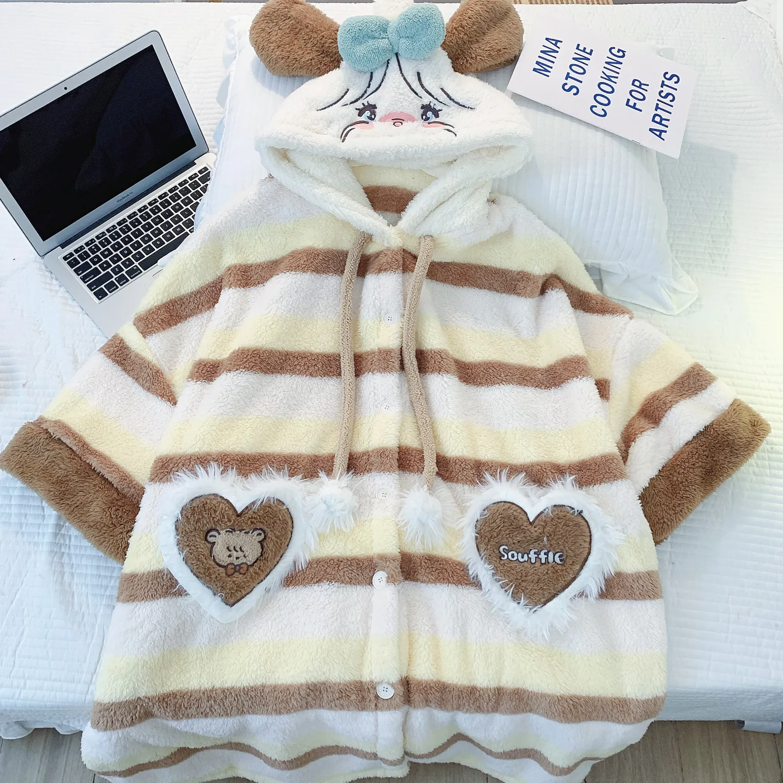 Yidiemeng Winter Long Plush 270g Bathrobe Sweet Cape Outer Robe Loose 175kg Nightdress L-XL · Wholesale · OEM · Worldwide Shipping - View 4